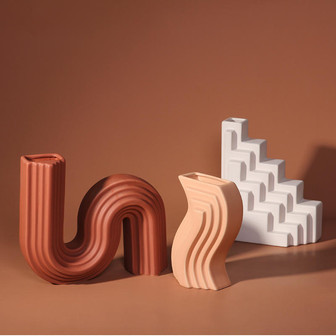 Hotel Room Decoration Modern Geometric Architectural Modeling Flower Ceramic Vase | Rusticozy
