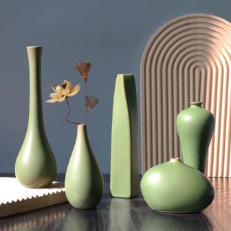 Living Room Minimalism Ceramic Flower Vase Modern Luxury Green Ceramic Vase For Home Decor | Rusticozy