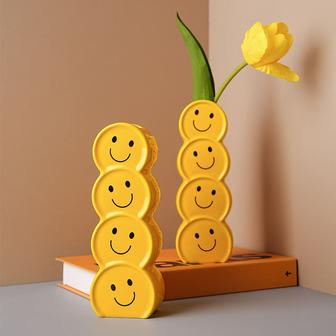 Luxury Cute Smiley Face Ceramic Vase Home Decor Fashion Modern | Rusticozy UK