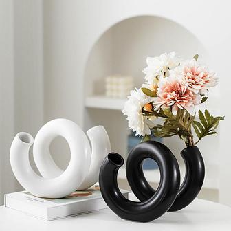 Luxury Ins Accessories For Home Decor Nordic Black White Irregular Shape Ceramic Porcelain Vases | Rusticozy