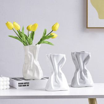 Minimalist Creative Handmade Irregular Polychrome White Ceramic Porcelain Flower Vase For Home Decoration | Rusticozy