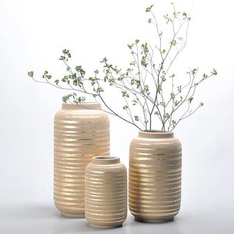 Minimalist Home Accessories Gold Line Pattern Ceramic Nordic Flower Vase Set Modern Decor | Rusticozy