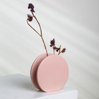 Modern Ceramic Flower Vase Decor Pink Rounded Decorative Vase Table Vases | Rusticozy DE