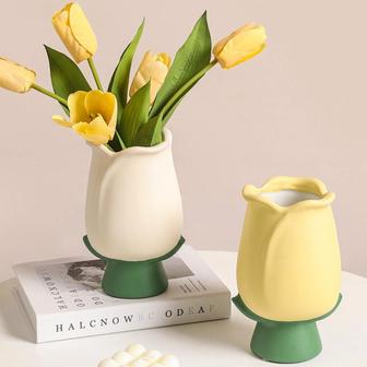 Modern Creative Ceramic Tulip Small Vase Nordic Home Decoration Ornaments Living Room Flower Ware | Rusticozy