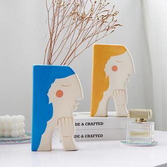 Modern Creative Simple Face Ceramic Vase For Home Decor Dry Flower Ornament | Rusticozy CA
