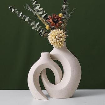 Modern Handmade Ceramic Snuggle Shape Vase Ins Style Flower Decorative Vase For Home Room Table Decor Set of 2 | Rusticozy