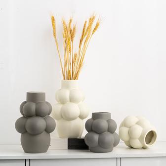 Modern Minimalist Ceramic Vases Set Grape Shape Cute Dried Flower Ceramic Vase Office Bedroom | Rusticozy