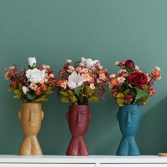 Morandi Color Ceramic Abstract Vase Artists Face Room Desk Decorative Head Shape Vase | Rusticozy DE