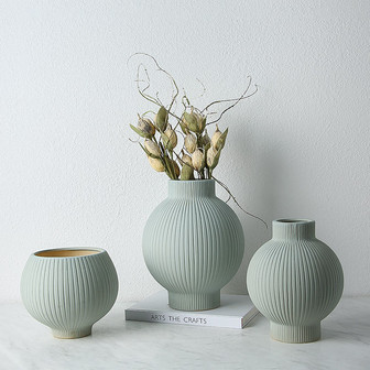 Morandi Mint Green White Nordic Ceramic Vase Minimalist Tabletop Decorative Flower Vase For Home Decor | Rusticozy