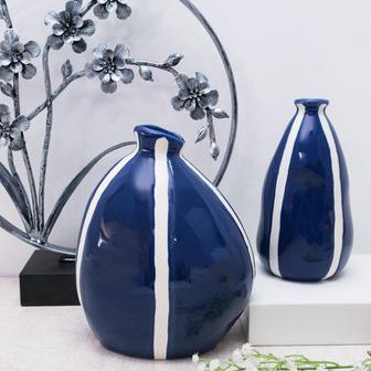 Morden Nordic Minimalist Ceramic Vase Porcelain Blue Vase | Rusticozy UK