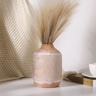7.6 Inch Sand Glaze Decorative Chinese Ceramic Flower Vase For Pampas Grass Home Decor | Rusticozy