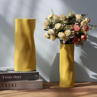 Nordic Blue And Irregular Vase Set of 2 Flower Artificial Flowers Ceramic For Wedding Center Piece | Rusticozy AU
