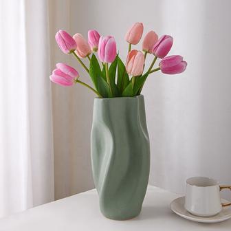 Nordic Decoration Ceramic Vase Ins Popular Modern Simple Style Flower Green Ceramic Vase For Home Decor | Rusticozy