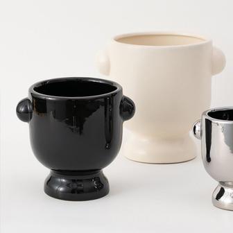 Nordic Flower Pot Design Ceramic Flowerpot With Hemisphere Handle Matte Glazed Pot Plant For Garden Home Decoration | Rusticozy UK