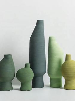 Nordic Home Decor Modern Green Ceramic Vase Ceramic Craft Vases For Home Decor | Rusticozy