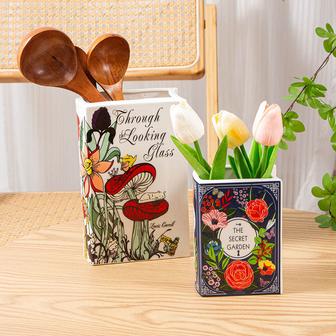 Nordic Luxury Cute Book Shape Vases Custom Office Living Room Home Decor Ceramic Book Vase For Flowers | Rusticozy CA