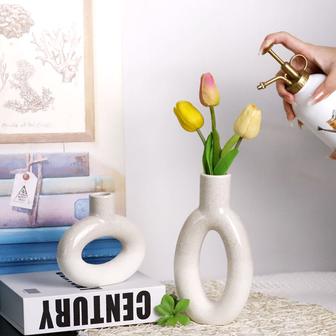 Oval Nordic Minimalism Hollow Vases White Vases For Decor Ceramic Flowers Vase For Garden Home Decoration | Rusticozy