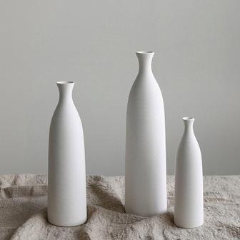 Nordic Modern Porcelain Minimalist White Color Bottle Shape Desktop Vase Design Ceramic Vases Decoration | Rusticozy CA