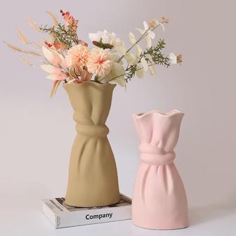 Nordic Office Craft Home Decor Bouquet Shape Ceramic Products Creative Waist Vase | Rusticozy AU