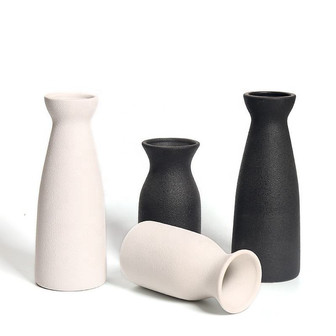 Nordic Simple White And Black Matte Japanese Zen Coarse Pottery Ware Flower Arrangement Decoration | Rusticozy