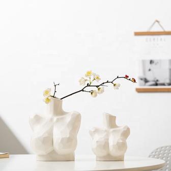 Nordic Style Ceramic Vase Woman Mannequin Modern Geometric Human Body White Art Vase Home Decoration | Rusticozy DE