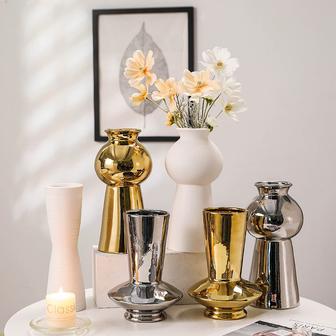 Nordic Style Creative Design Irregular Shape Porcelain Flower Pot Desktop Ornaments Gold And Silver Ceramic Vase For Home Decor | Rusticozy