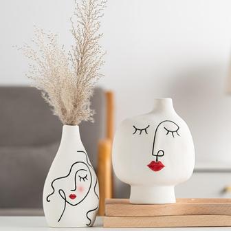 Nordic Style Luxury Decors Human Face Ceramic Vase For Home Decor | Rusticozy CA