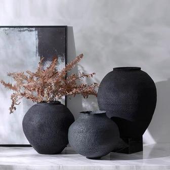 Nordic Wedding Tabletop Decoration Matte Ceramic Ornament Vase Black Flower Vases For Home Decor | Rusticozy UK
