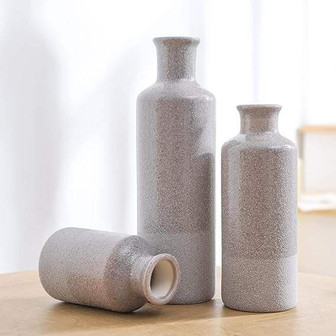 Ceramic Vase Set Of 3, Grey Modern Flower Vases For Living Room Home Coffee Table Decor | Rusticozy