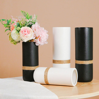 Creative Morden Design Hemp Rope White And Black Ceramic Vases For Home Decor | Rusticozy