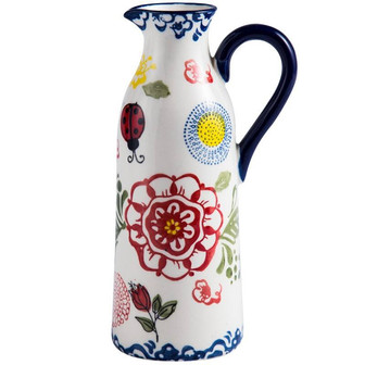 Hand Print Ceramic Water Pitcher Coffee And Milk Jug For Home Decoration | Rusticozy