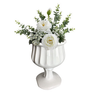 Hand Made Unique White Ceramic Compote Vase For Decor | Rusticozy