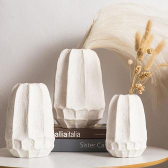 Rough Pumpkin Shape Nordic Modern Interior Ornament Luxury Flower Vases White Ceramic Vase For Home Decor | Rusticozy