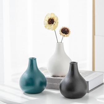 Rustic Round Shape Creative Desktop Simple Ceramic Vase Home Office Decoration Vases | Rusticozy