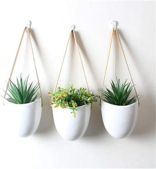 Set Of 3 Ceramic Hanging Planters For Succulent Air Plants Handmade Porcelain Flowerpots | Rusticozy DE