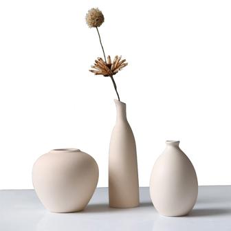 Set Of 3 Small Ceramic Flower Vases Rustic Porcelain Planters Pots For Home Table Decor | Rusticozy DE
