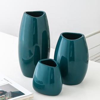 Simple Modern Dark Green Goose Egg Ceramic Vase Home Furnishings For Centerpieces | Rusticozy