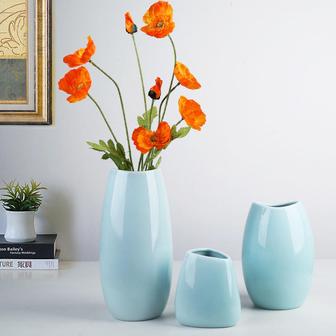 Simple Modern Stylish Ceramic Glossy White Flower Vase For Home Office Table Decoration | Rusticozy UK