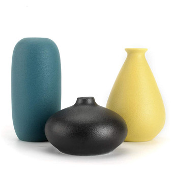Small Ceramic Decorative Vase Yellow Black Teal Vase For Home Decor | Rusticozy