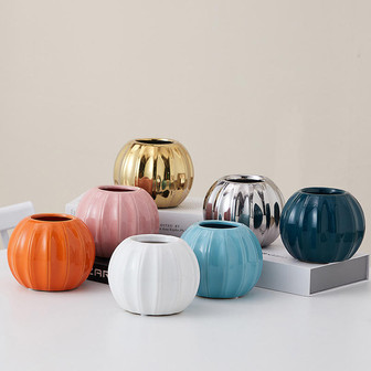 Small Pumpkin Shape Ceramic Vase Desktop Decor | Rusticozy