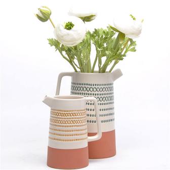 Tabletop Spanish Pitcher Jug Vases Novelty Big Mouth Modern Ceramic Flower Vase With Handle | Rusticozy