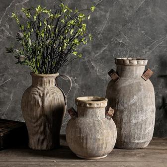 Tabletop Vases Unique Rusty Handle Design Vintage Pottery Ceramic Vase For Flower Arrangement | Rusticozy