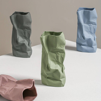 Pleated Vase Modern Porcelain Flower Vase For Home Decor Ornament | Rusticozy