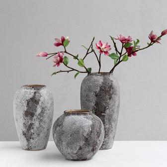 Vintage Rustic Nordic Ceramic Vase Brown White Matte Modern Flower Vase Set For Home Decor | Rusticozy UK