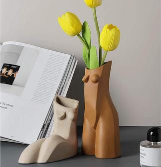 Brown Wedding Centerpieces Decorative Nordic Luxury Table Ceramic Flower Female Girl Body Vase For Home Decor | Rusticozy AU