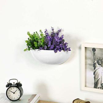 White Ceramic Half-Moon Wall Mounted Flower Planter Vase Pot | Rusticozy UK