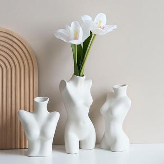White Nordic Simple Modern Ceramic Vase Decoration Dry Flower Living Room Desktop Porch | Rusticozy