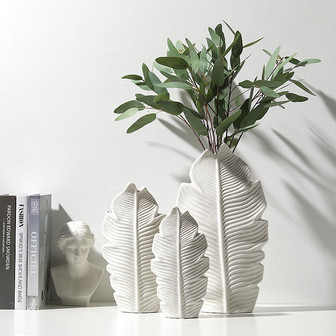 Nordic White Maple Leaf Ceramic Vase For Home Decor Elegant Living Room Decoration | Rusticozy