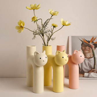 Nordic Style Cute Cat Vase Decoration Living Room Flower Arrangement Home Decoration | Rusticozy