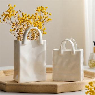 Modern Home Decoration Dried Flower Flower Arrangement Tote Bag Ceramic Vase | Rusticozy AU